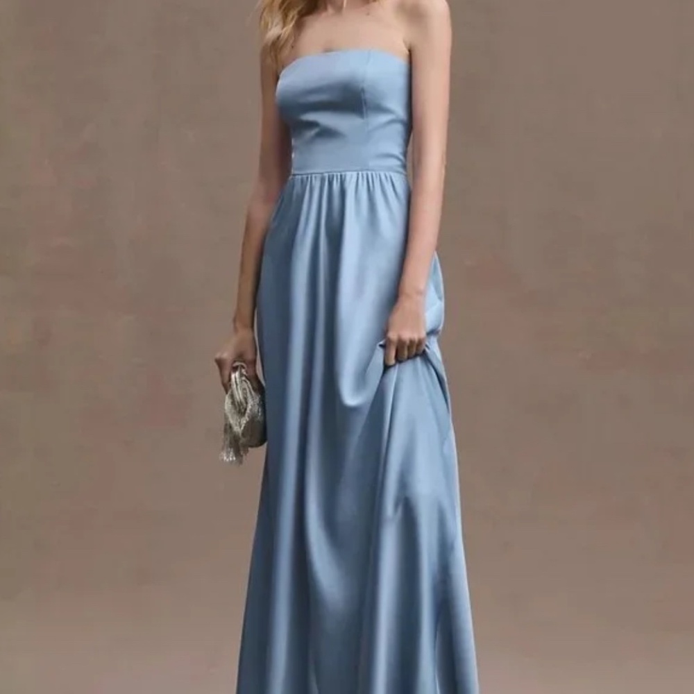 Anthropologie, BHLDN ELSIE STRAIGHT-NECK SATIN A-LINE GOWN - size 8